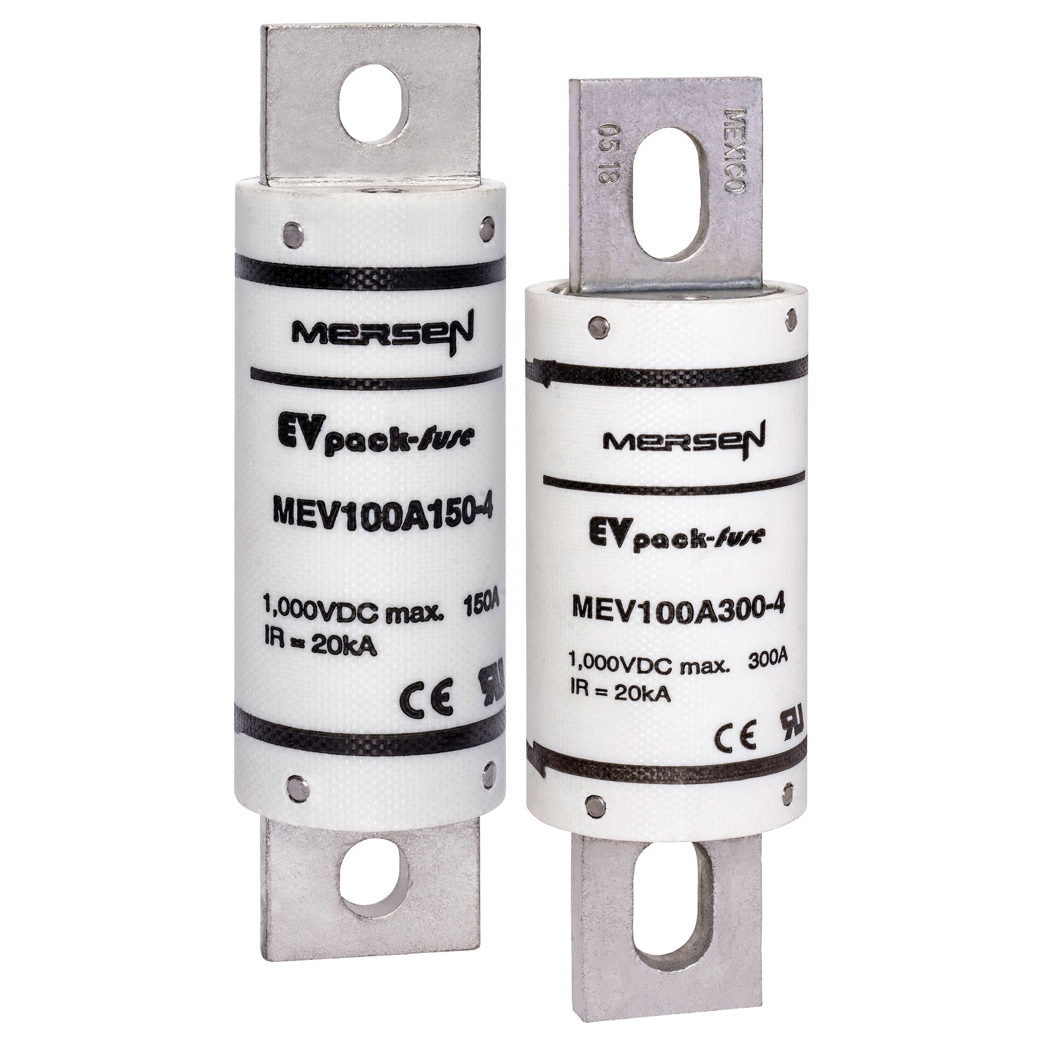 MEV100A50-4Y - EVpack-fuse MEV100, 1,000 VDC Max.,L/R ≤ 1ms,50 A,Round Body Fuse/Metric Screws
